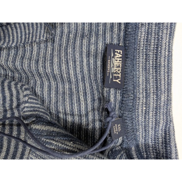 Faherty Reserve SS Linen Sweater Polo Cayman Navy Feeder Stripe MYS2513 Mens XXL - Picture 3 of 8